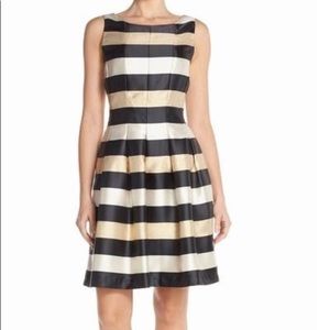 Chetta B metallic stripe fit & flare dress